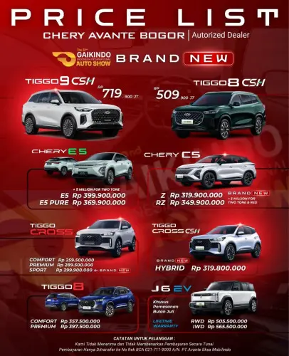 Pricelist Harga Chery batuampar 2025